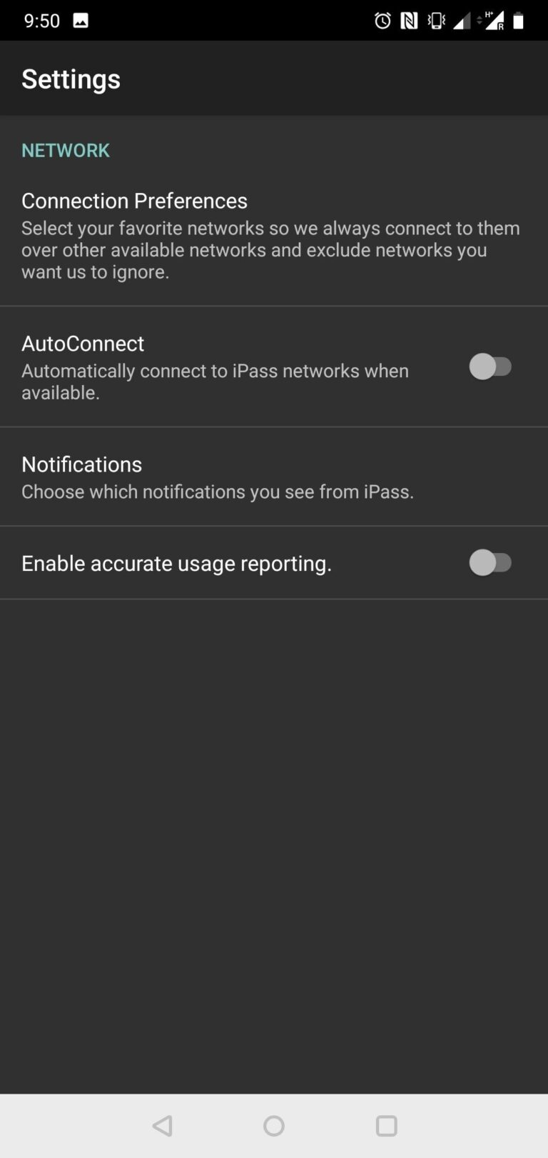 iPass App - WLAN-Einstellungen