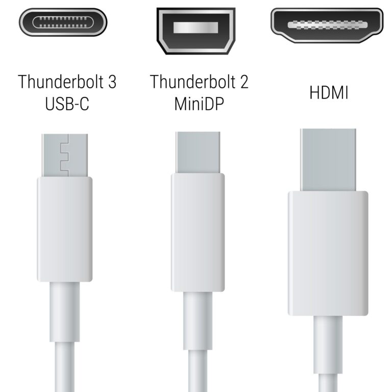 Monitor-Anschlüsse am MacBook: Thunderbolt 3 / USB-C, Thunderbolt 2 / Mini-DisplayPort und HDMI (je nach Modell)