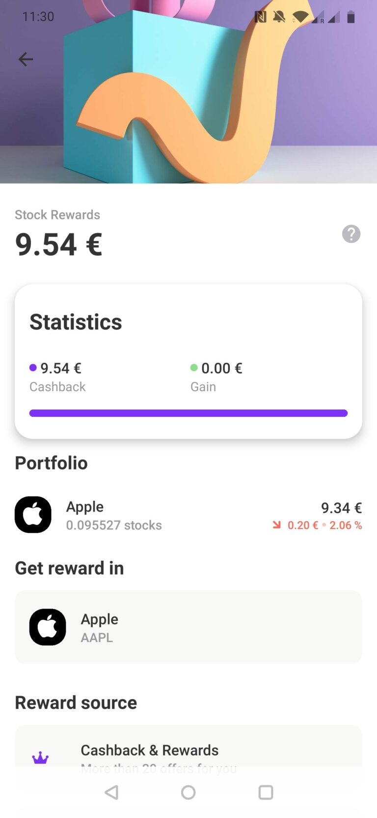 Stock Reward Pocket in der Vivid-App