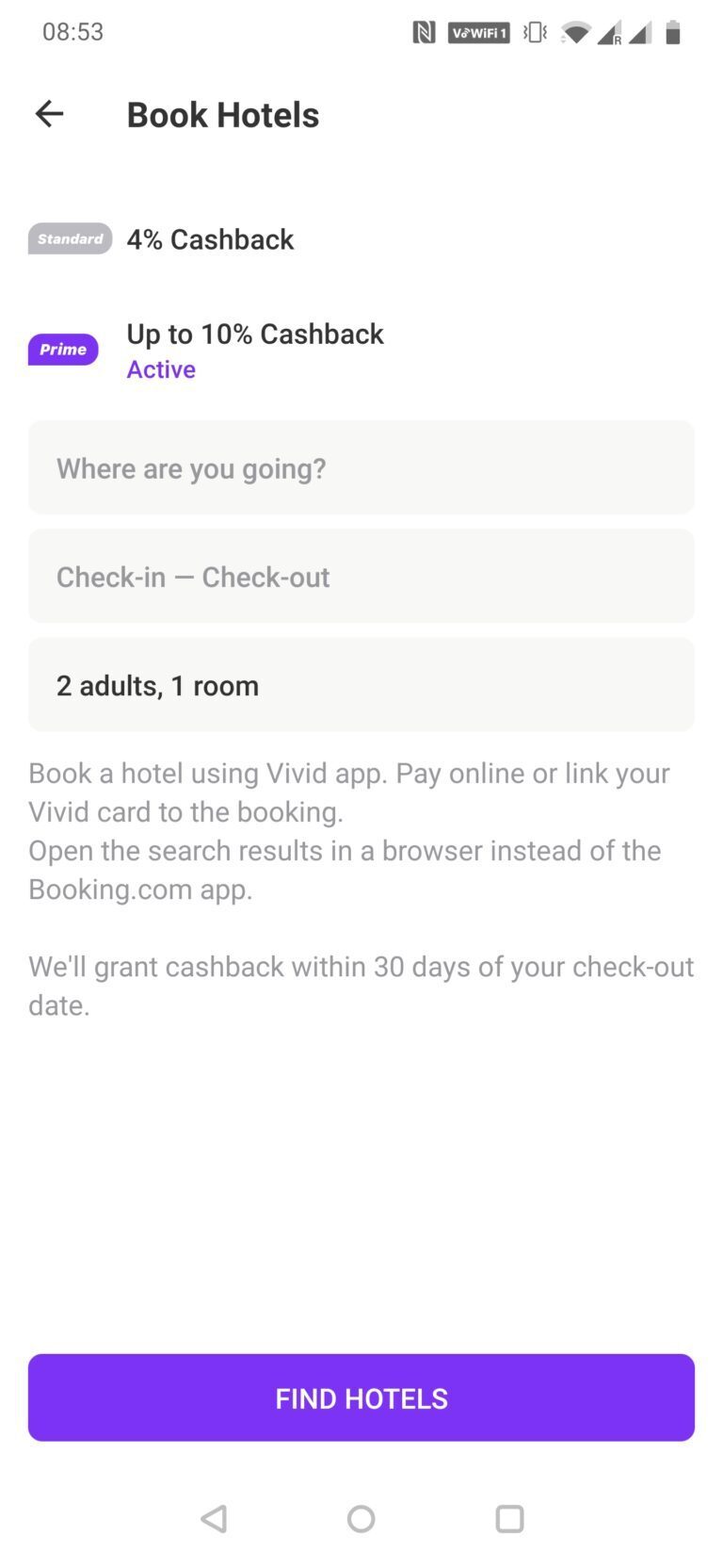 Cashback für Hotels bei Vivid Services