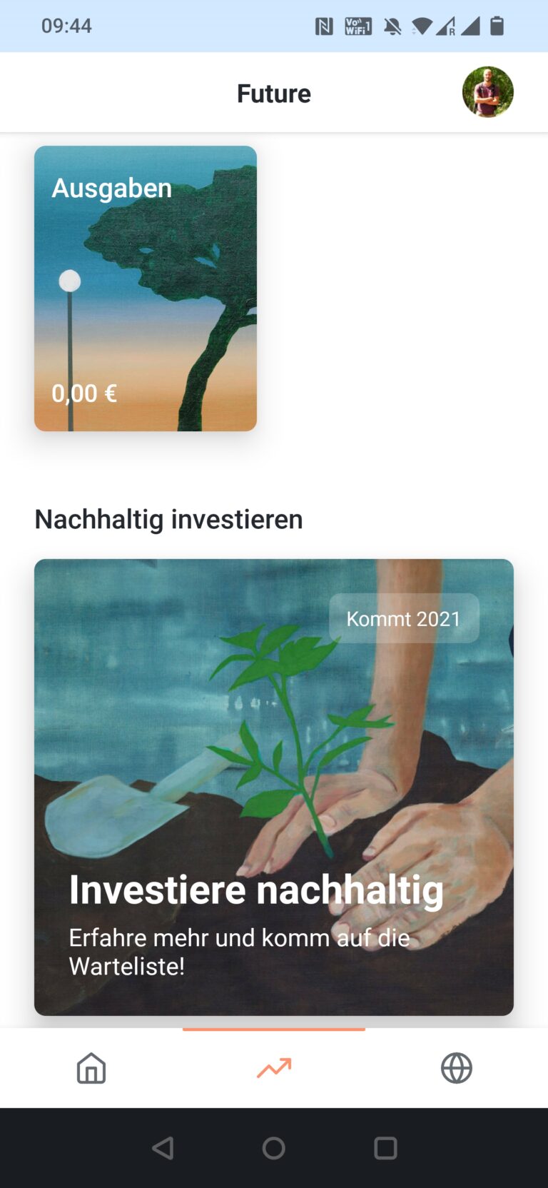 Mit Tomorrow in Fonds oder ETFs investieren - „Future“-Screen in der App