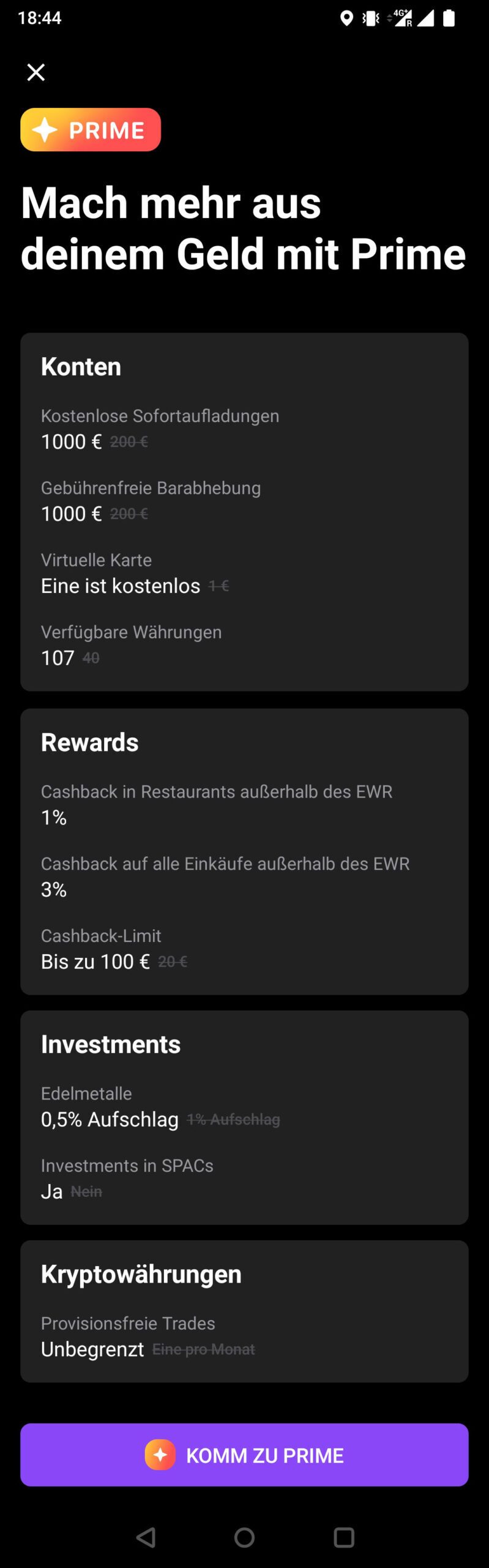 Vorteile von Vivid Prime - lohnt es sich, den Plan zu aktivieren? (Screenshot aus der App)