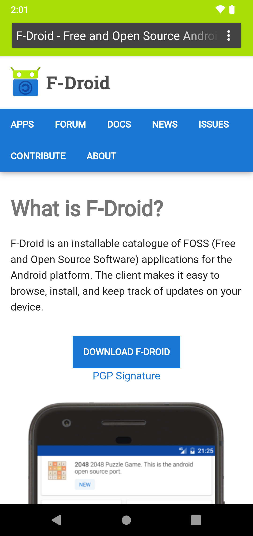 F-Droid .apk herunterladen von offizieller Webseite