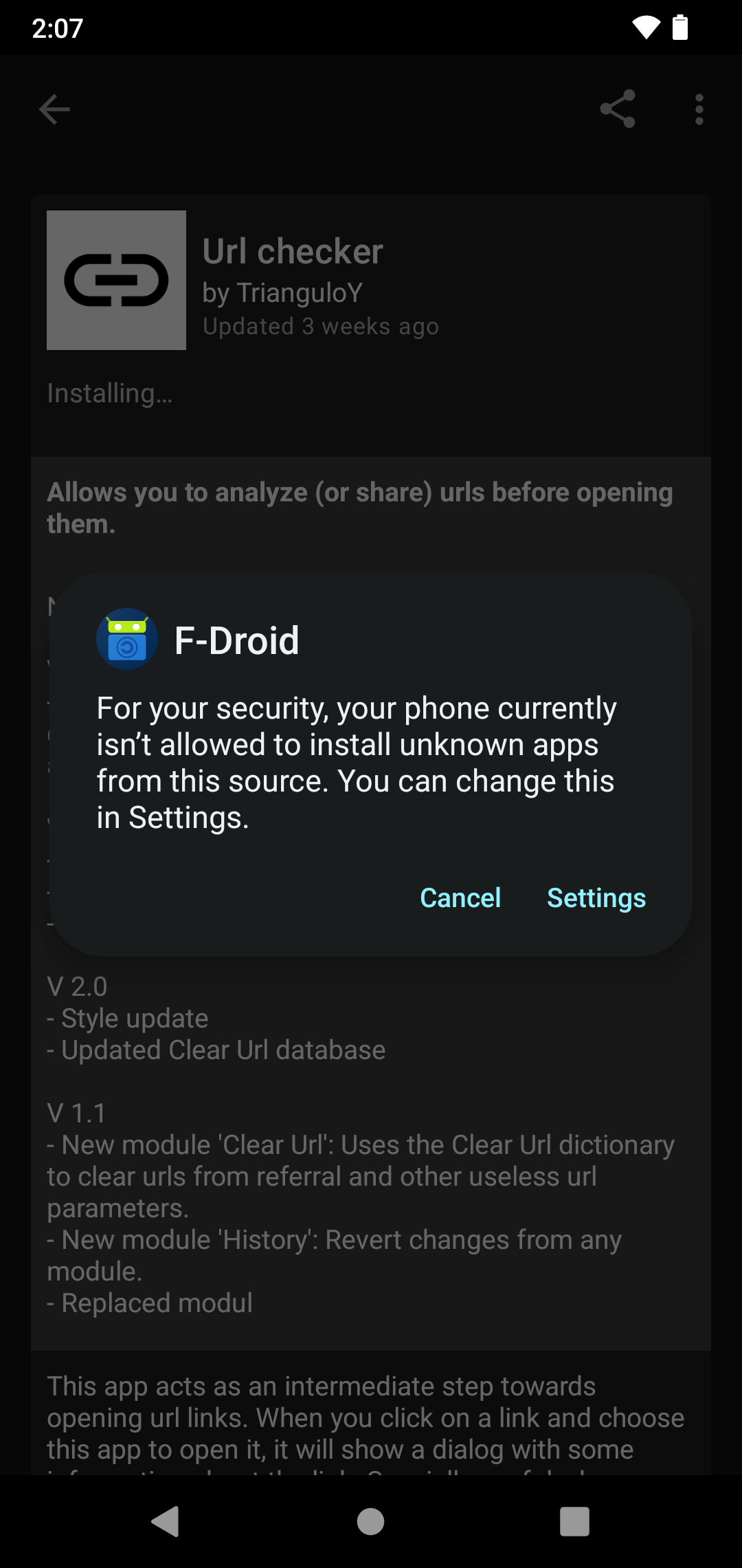 F-Droid Installation von App erlauben
