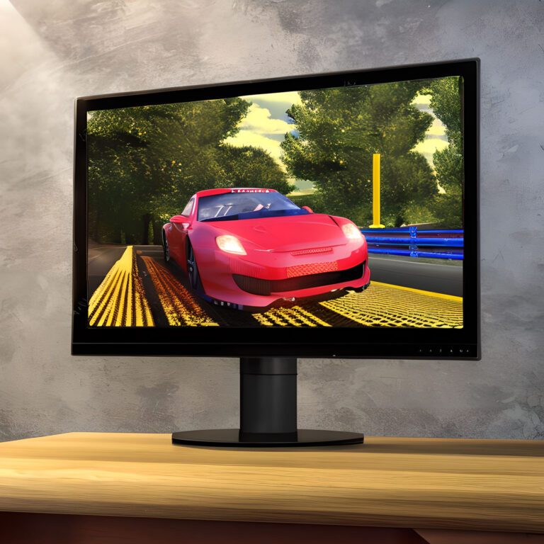 KI-Bild - OLED-Gaming-Monitor (Gaming-Szene per Inpaint hinzugefügt)
