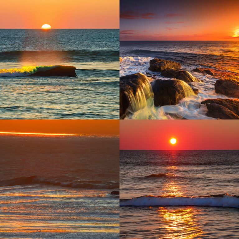 KI-Bild - Sonnenuntergang Ozean ohne Wolken (Negative Prompt)
