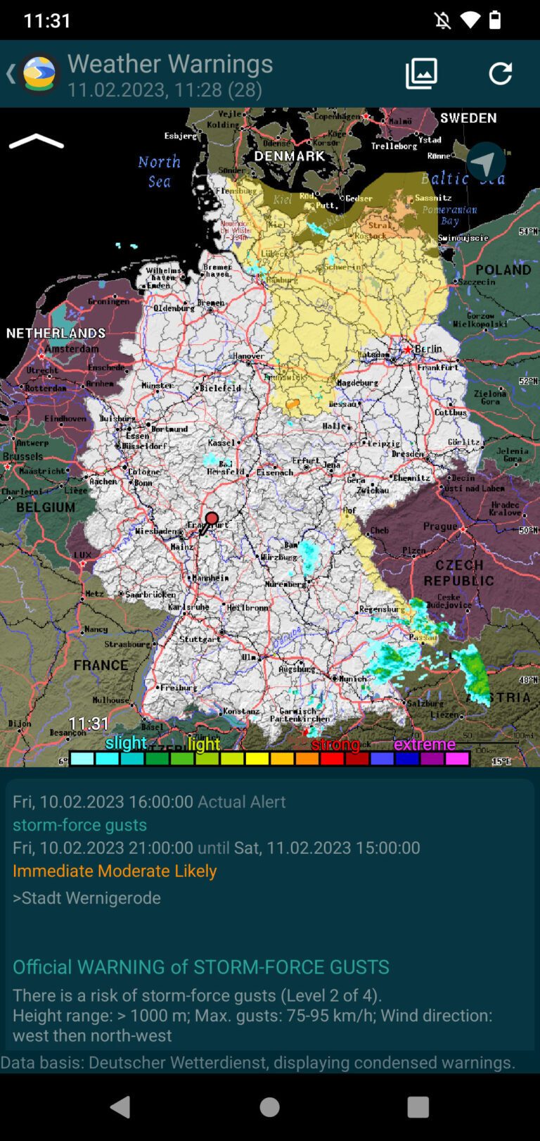 Kleine Wettervorschau Deutschland - Wetterwarnungen (Karte und Push-Benachrichtigungen)