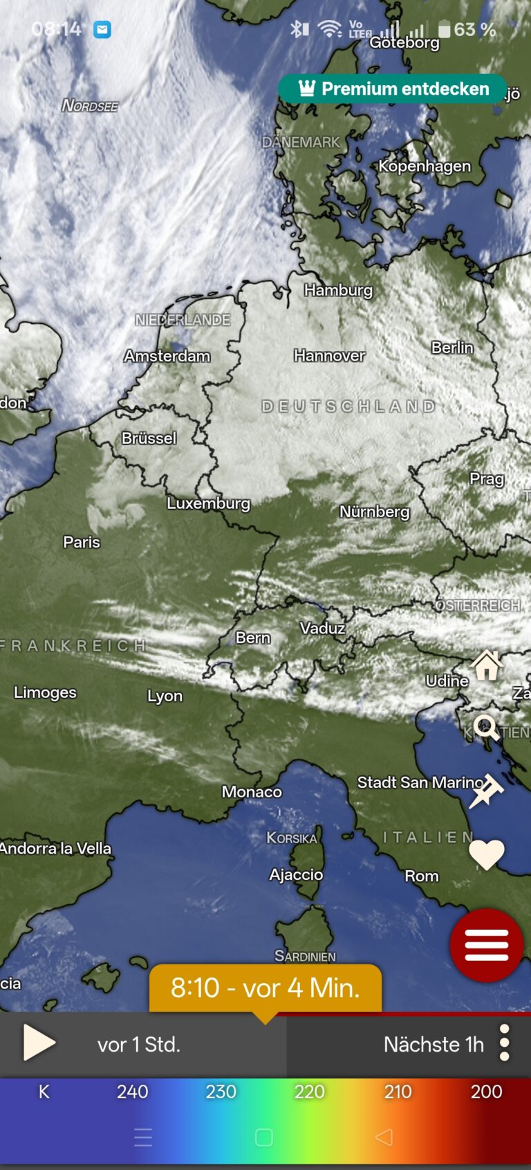 Wettervorhersage bei Windy