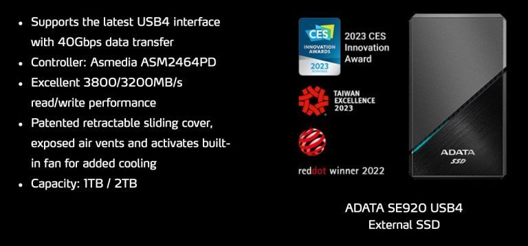 ADATA Elite SE920 USB4 SSD - „echtes“ USB4 mit ASMedia ASM2464PD als Bridge-Chip
