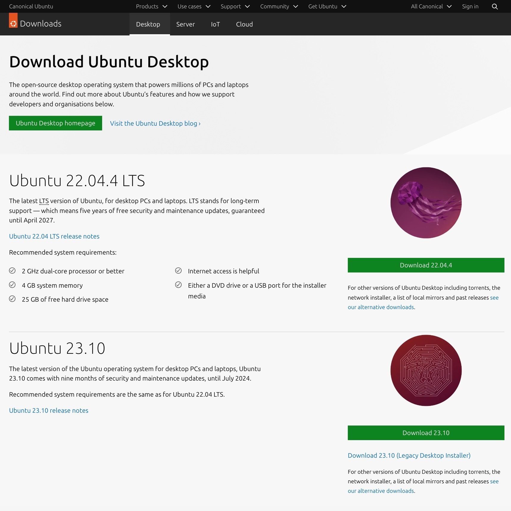 Download von Ubuntu Desktop - ISO-Datei für die Installation herunterladen