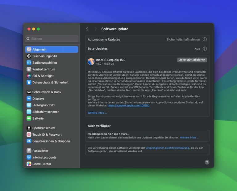 Das macOS Sequoia-Update ist da - Download und Installation in den Systemeinstellungen
